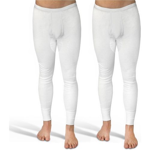 Kgabery-Caleçon Long Coton,Pack De 2 Caleçons Longs Hommes En Côtes Doubles,Taille S-4xl,Avec Braguette Et Ceinture Douce,En Coton/Calson Long Pour Homme Jambes Longues