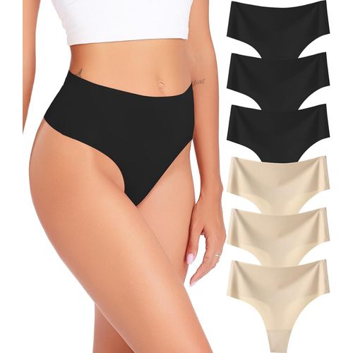 Kgabery-Lot De 6 Strings Taille Haute Sans Couture Respirants Pour Femme