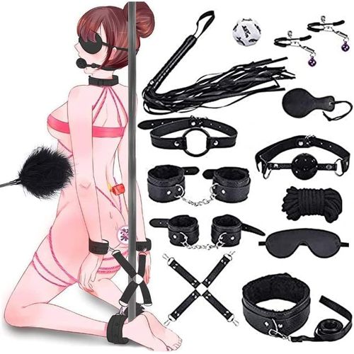 Kgabery-Kits De Bondage 13 Pièces Sm Sex Toys Erotiques Set Adultes Toy Parfait Pour Couple Ensemble De Jouets Sexuels Érotiques Bondage Sm Menottes Pour Les Débutants Jouets Sexuels (Noir)