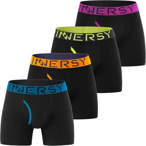Kgabery-Calecon Homme Coton Stretch Boxer Avec Ouverture Sous-Vetêments Confortables Lot De 4