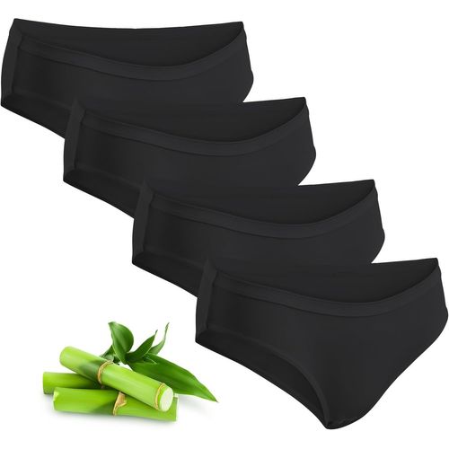Kgabery-Lot De 4 Slips En Bambou Doux Pour Femme-String Noir-Sans Étiquettes