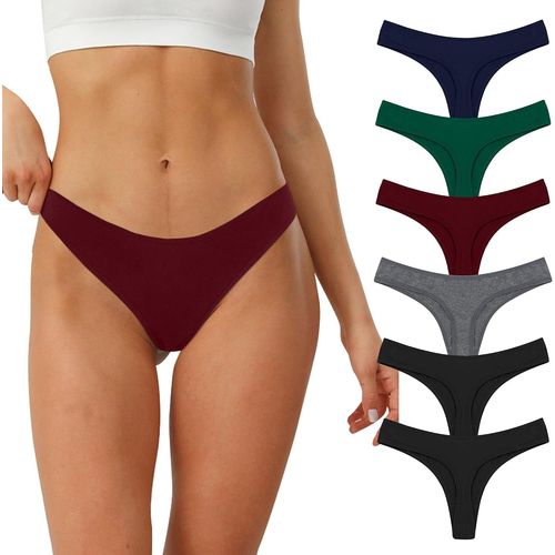 Kgabery-Tanga Coton Femme String Tanga Femme Sans Coutures Culotte Strings Tangas Seamless Slip Sport Women Thong Underwear Hipster Shorties Lot De 6 S-Xl