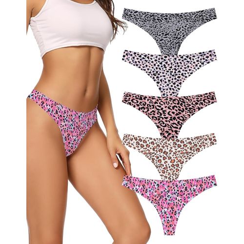Kgabery-String Tanga Femme Sans Couture,Invisible Culotte Taille Basse,Seamless Slip Femme,Sport Women Thong Underwear Microfibre,Sous-Vêtements Multipack Bresilien,Confortable Panties Lot De 5