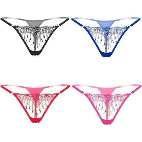 Kgabery-Femmes Ensemble De 4 Pièces Sexy Via Lingerie Dentelle Tricot Culotte Mignon String Bikini Costume Robe Culotte Cadeau Pour Petite Amie Femme