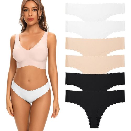 Kgabery-String Coton Femme Invisible Tanga Lot De 6,Taille Basse String Sans Couture Ajustement Confortable Culotte Femme Pour Travail Loisirs Sports