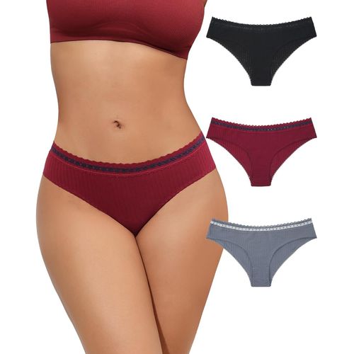 Kgabery-Culotte Femme Coton Slips Confort Sous-Vêtements Dentelle Hipster Pack 3/6