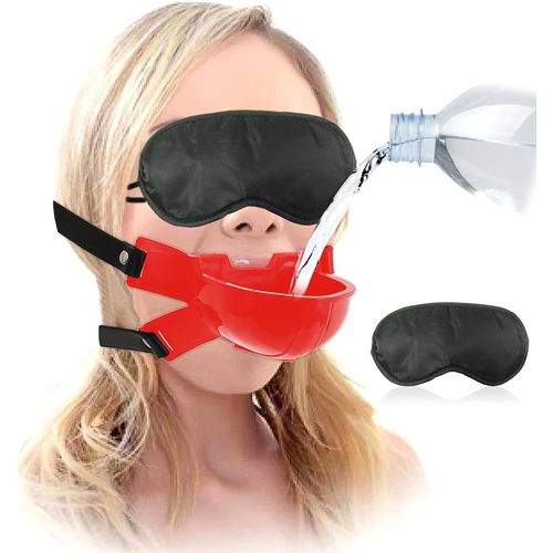Kgabery-Bâillon Mouth Gag Avec Entonnoir Bâillon Réglable Harnais De Tête Masque Pour Les Yeux Fétiche Ensemble De Sextoys Bondage Sm Pour Couples