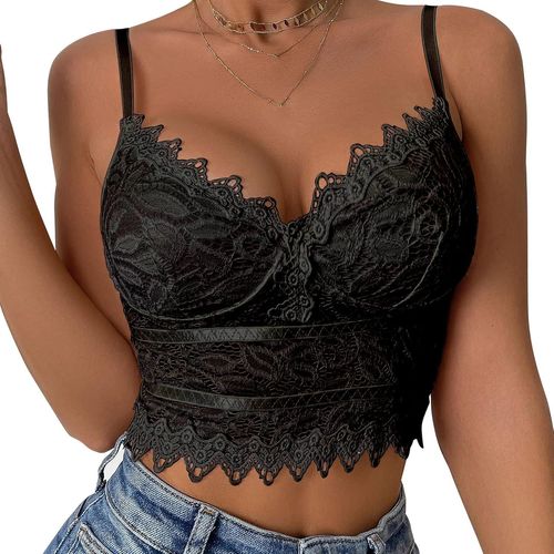 Kgabery-Crop Tops Pour Femmes Sexy Dentelle Corset Tops Spaghetti Strap Bustiers Corsets Camisole Sans Manches