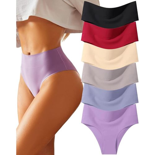 Kgabery-Culotte Gainante Femme Ventre Plat Invisible Culotte Sans Couture Femme Taille Haute Slips Sous-Vêtements Pour Femmes Lot De 6 S-Xxl