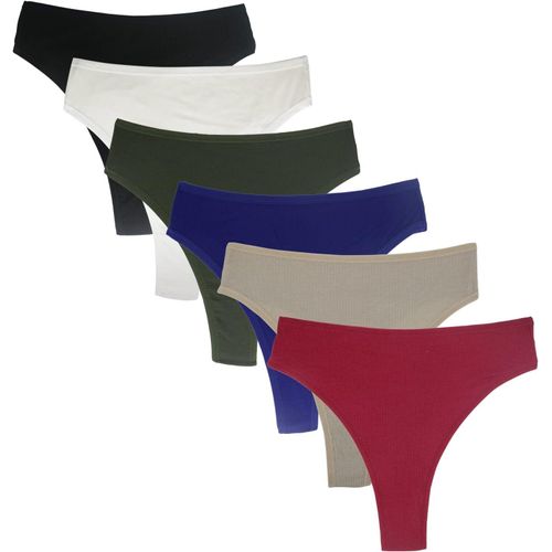Kgabery-Lot De 6 Strings Pour Femme-En Coton-Taille Haute-Doux Et Confortable