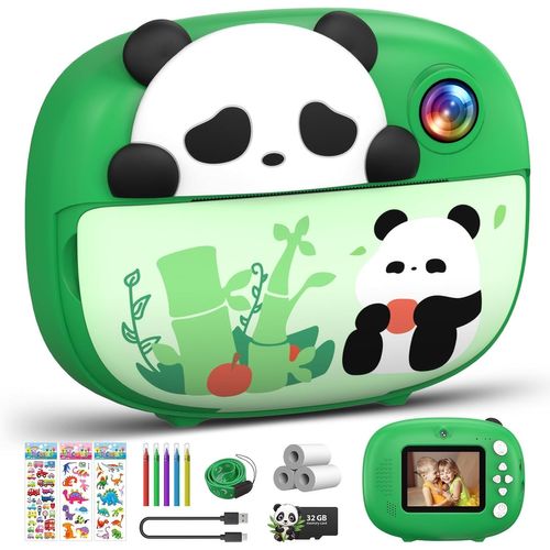 KGABERY-Appareil Photo Instantané Enfant,2,4 Pouces 1080P Appareils Photo Numérique Enfants Avec Carte 32G Et Papier D¿Impression,Selfie Vidéo Caméra Jouets Cadeau Pour Garçons Filles 3-12 Ans,Vert