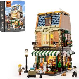 KGABERY-Café Littéraire Éclairage Ensemble De Briques De Construction-Maison De Café En Ville Avec Lumières Led,Modèle De Construction Modulaire,1718 Pièces Pour Adultes Et Adolescents