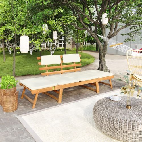 Vidaxl Banc De Jardin Avec Coussins 2-En-1 190 Cm Bois D'acacia Massif