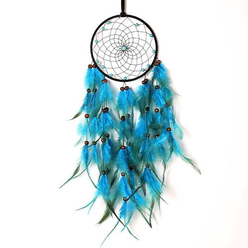 Attrape-rêves en plumes bleues, magnifique attrape-rêves en macramé fait à la main pour décoration murale suspendue, carillons éoliens artisanaux