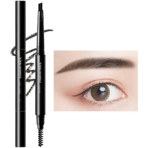 Kgabery-Crayon À Sourcils,Professional Crayon Sourcil Longue Durée Et Waterproof,Double-Embout Avec Crayon Plat Et Goupillon Pour Des Sourcils Parfaits (Noir) 