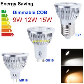 Spot LED GU10 Lumière COB LAMPE 12V GU10 7W à intensité réglable