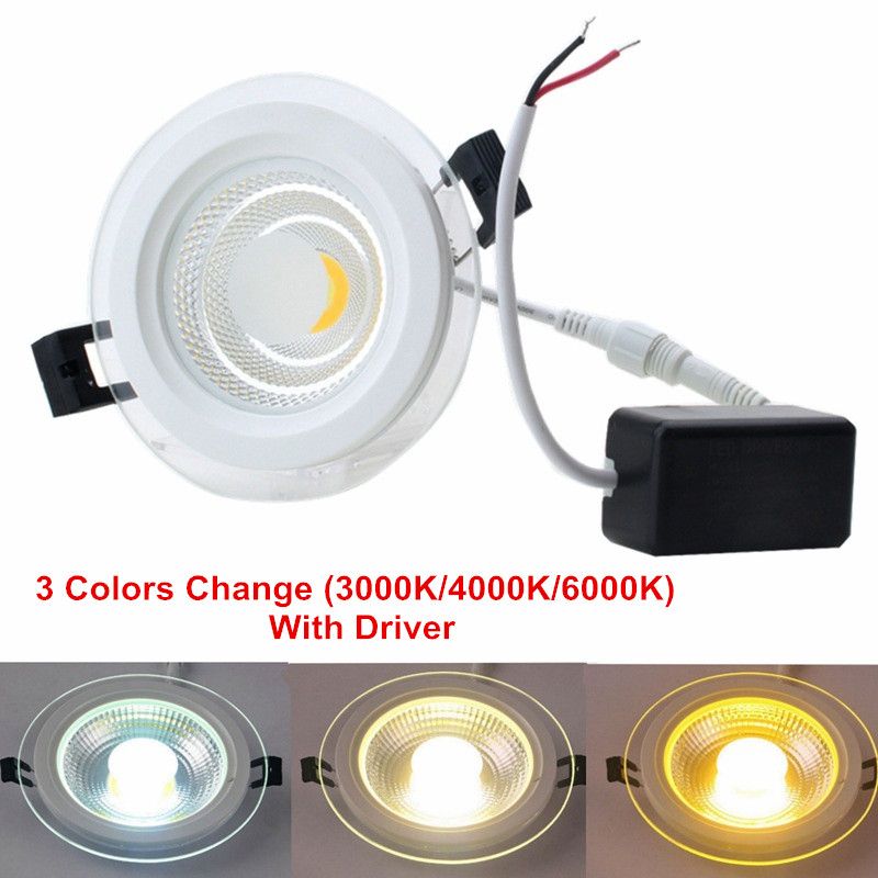 Plafonnier Led Encastrable Avec Couvercle En Verre Et 3 Coul...