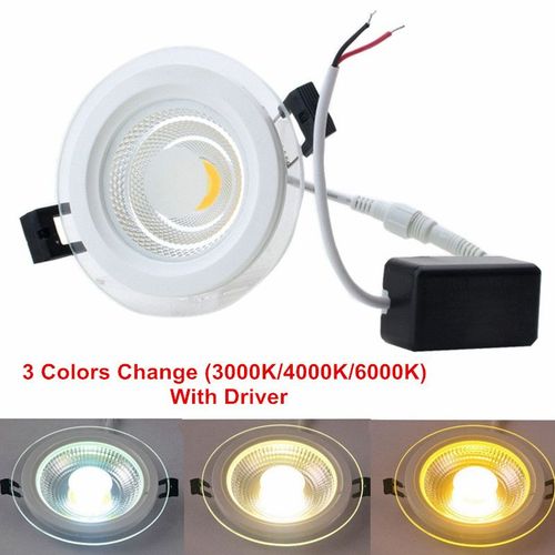 Plafonnier Led Encastrable Avec Couvercle En Verre Et 3 Couleurs Changeantes, Éclairage D'intérieur, Avec Technologie Cob, Ac85-265 Diodes, 5/10/15/25w
