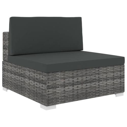 Vidaxl Siège Central Sectionnel 1 Pc Et Coussins Résine Tressée Gris