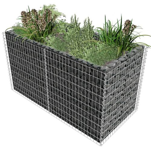 Vidaxl Lit Surélevé À Gabion Acier 180 X 90 X 100 Cm Argenté