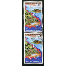 Deux Timbres Oblitéré Repoblika Malagasy, Hôtel Palm Beach Nossi Be, 1971 Postes, 25 F