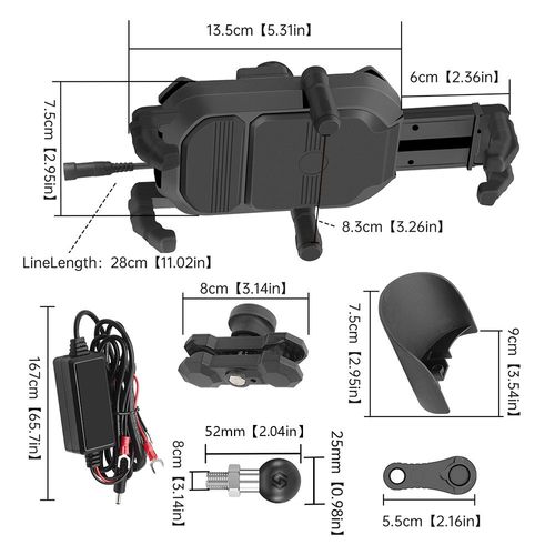 Support De Téléphone Portable Pour Moto, Chargeur Sans Fil 15w, Charge Rapide, Antichoc, Antivol, Guidon, Support De Téléphone Portable Pour Vélo