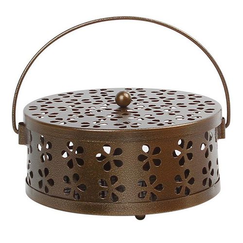 Porte-bobine anti-moustique en métal, boîte creuse, Eva d'encens rond avec poignée, porte-bobine d'encens portable pour la maison et le bureau