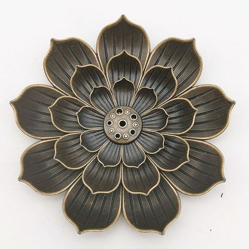 Brûleur d'encens bouddhiste en alliage, 1 pièce, plaque d'encens, bobine de bois de santal, base de temples, décoration de la maison