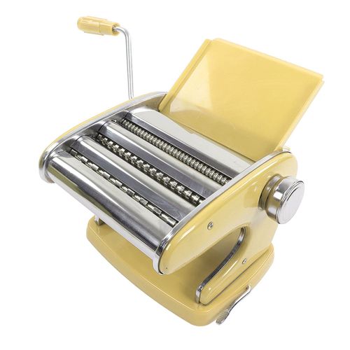 Machine a pates multifonction a manivelle pour lasagnes, fettuccine, boulettes, emballage, ventouse jaune, 3 lames