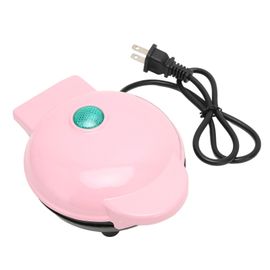 Gaufrier rond electrique antiadhesif, gaufrier portable, prise americaine 100-120 V, rose