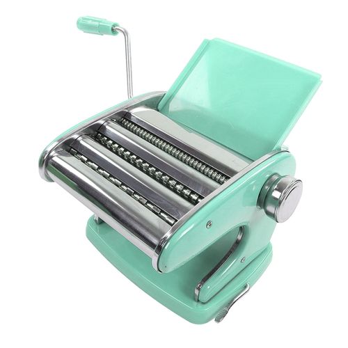 Machine a pates multifonction a manivelle pour lasagnes, fettuccine, boulettes, emballage, vert menthe, ventouse, 3 lames