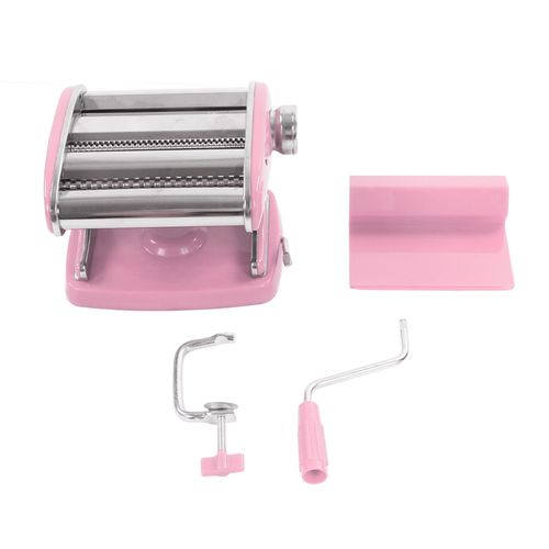 Machine a pates a ventouse, petite machine a pates multifonction en acier inoxydable, machine a rouler les nouilles manuelle, ventouse rose, 2 couteaux