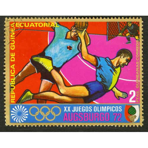Timbre Oblitéré Republica De Guinea Ecuatorial, Xx Juegos Olimpicos Augsburgo 72, 2 Ptas