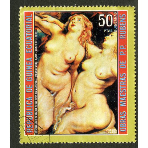 Timbre Oblitéré Republica De Guinea Ecuatorial, Obras Maestras De P.P.Rubens, 50 Ptas