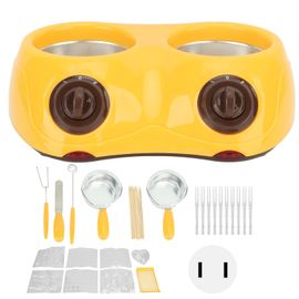 Fondoir a chocolat electrique, appareil a fondue au chocolat avec double pot, ustensile de cuisine (US 110-240 V, jaune)