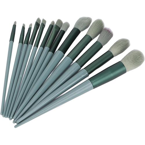 Lot De 13 Pinceaux De Maquillage Professionnels Ultra Doux Avec Fond De Teint, Contour, Blush, Anti-Cernes, Fard À Paupières, Eyeliner, Idée Cadeau Pour Femme (Vert) 