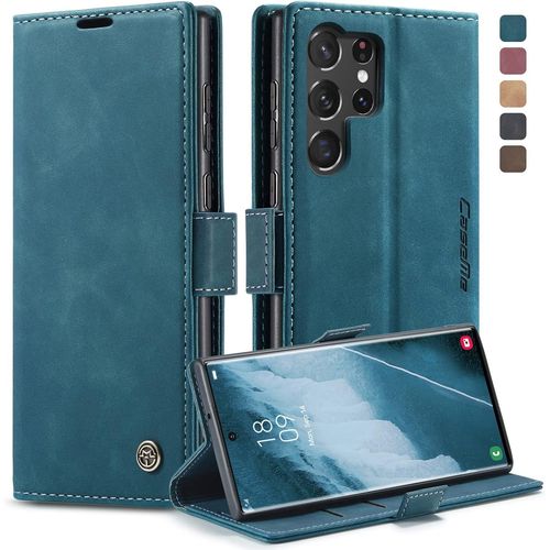Coque Pour Samsung Galaxy S23 Ultra 5g Case, Etui Protection Housse Premium En Cuir Pu,Etui À Rabat Pochette De Portefeuille Étui Pour Samsung Galaxy S23 Ultra 5g - Bleu Vert[Php52502247]