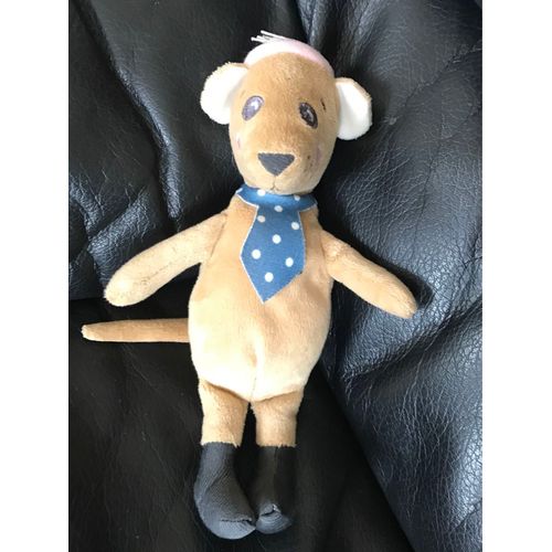 Doudou Chien Marron Cravate Bleu Pois Ikea 21cm