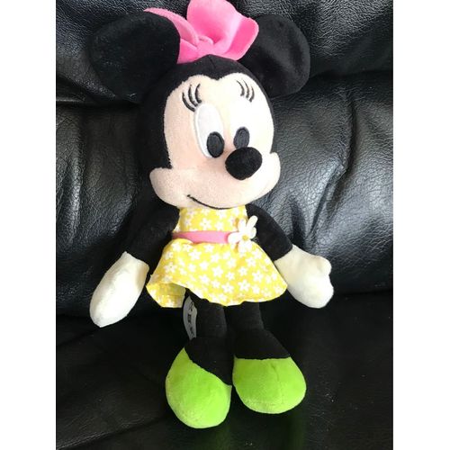 Doudou Peluche Minnie Noeud Papillon Rose Robe Jaune À Fleurs Blanche Marguerite 23cm Simba Nicotoys 
