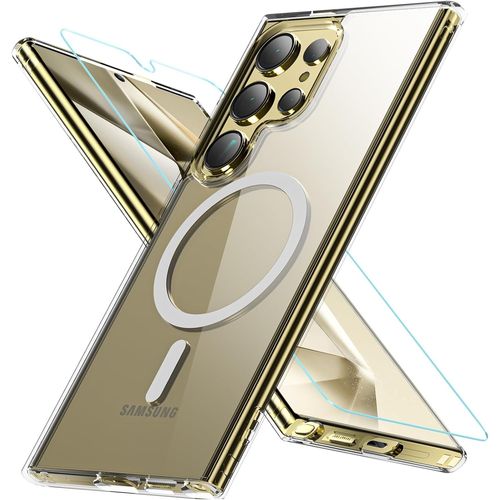 Coque Pour Samsung Galaxy S24 Ultra 5g, Compatible Avec Magsafe Avec Verre Trempé, Magnétique Protection Samsung S24 Ultra Étui Arrière Housse Fine Antichoc Case Pour S24 Ultra, Tr[Php52501162]