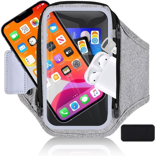 6,8"" Brassard De Sport Avec Poche Zippée Pour Clé De Voiture Écouteurs, Support De Téléphone Portable Pour Iphone 16 15 14 13 12 Pro Max Galaxy S24 Avec Sac Pour Écouteurs Pour La[Php52508193]