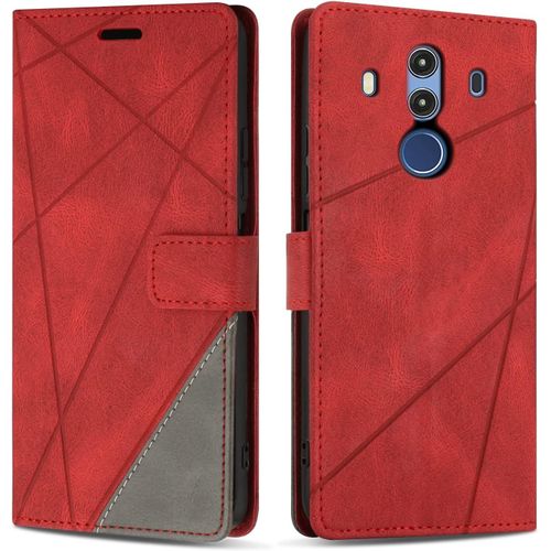Coque Pour Huawei Mate 10 Pro, Protection Housse Etui En Cuir Pu Portefeuille Livre Pour Huawei Mate 10 Pro, Emplacements Cartes, Fonction Support, Rouge[Php52505701]