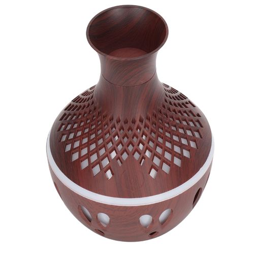 Humidificateur d'aromatherapie silencieux sans eau, arret automatique, diffuseur d'aromes USB en grain de bois avec lumiere coloree, 300 ml