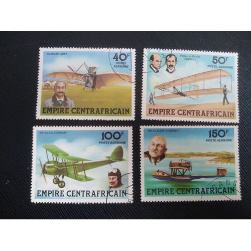 Timbre Centrafrique Y T 190 -191-193-194 Histoire De L'Aviation 1978 (190509 )