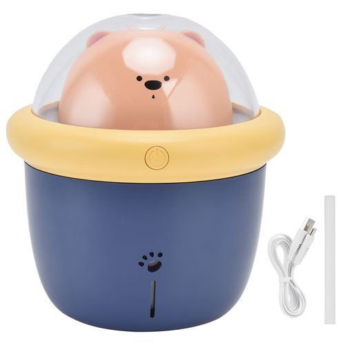 Humidificateur d'air 200 ml, design animal mignon, minuterie intelligente, humidificateur de bureau, lampe d'ambiance, alimentation USB, bleu
