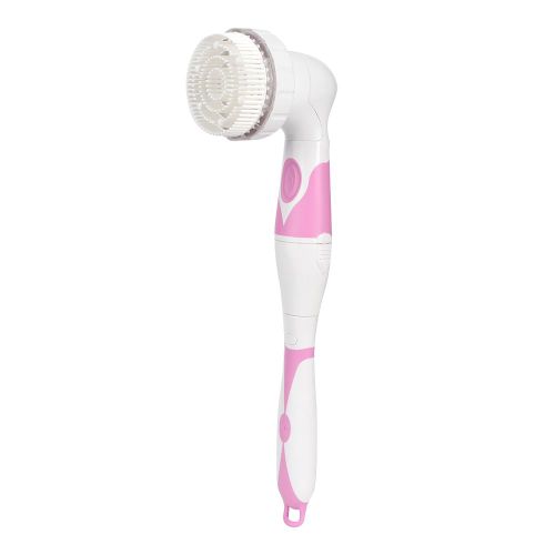 Brosse de bain electrique resistante a l'eau, manche long, douche, massage corporel, nettoyage (rose)