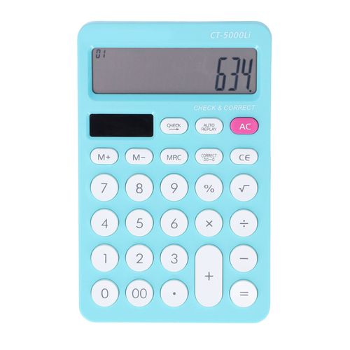 Calculatrice solaire a batterie solaire, double alimentation, type professionnel, couleur bonbon, calculatrice de bureau pour etudiants, vert