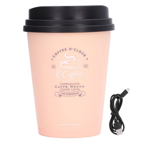 Humidificateur USB 300 ml pour tasse a cafe, silencieux, arret automatique, compact, leger, peu encombrant, pour voiture, maison, bureau, rose