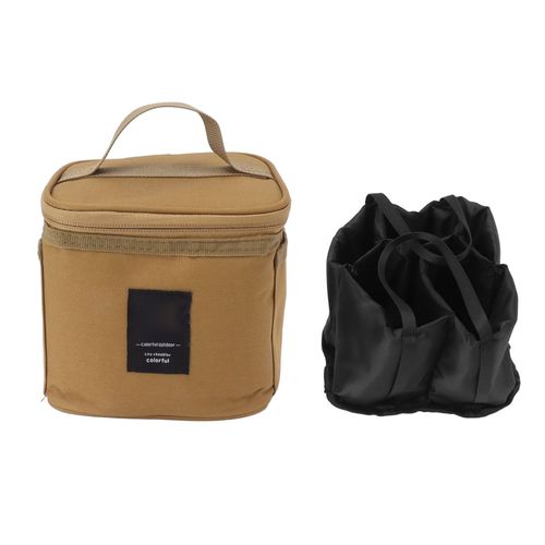 Sac De Transport Pour Bouteilles D'epices, Separateur Interieur Amovible, Tissu Oxford, Sac Portable Pour Assaisonnement, Pour Barbecue, Pique-Nique, Camping, Kaki