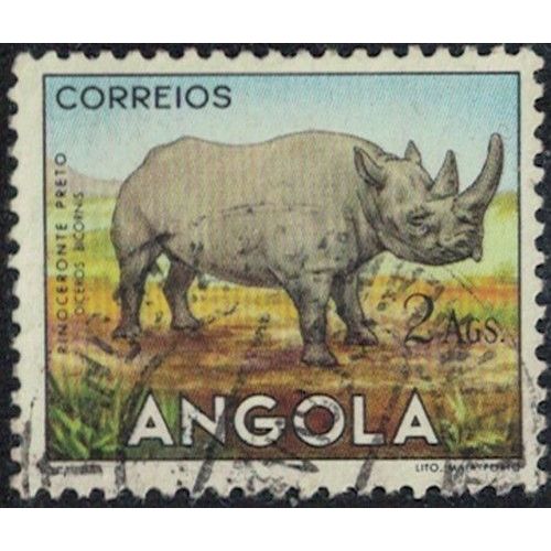 Angola 1953 Oblitéré Rinoceronte Preto Diceros Bicornis Rhinocéros Noir Y&T Ao 365 Su